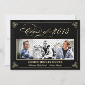 Classy Elegant Black 2013 Afstuderen Photo Invite Kaart (Voorkant)
