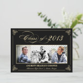 Classy Elegant Black 2013 Afstuderen Photo Invite Kaart (Staand voorkant)