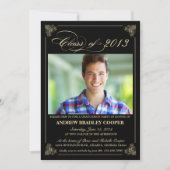 Classy Elegant Black 2013 Afstuderen Photo Invite Kaart (Voorkant)