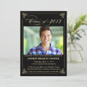 Classy Elegant Black 2013 Afstuderen Photo Invite Kaart (Staand voorkant)