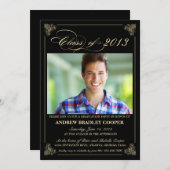 Classy Elegant Black 2013 Afstuderen Photo Invite Kaart (Voorkant / Achterkant)