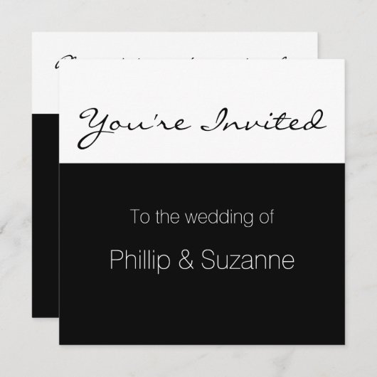 Classy Elegant Black and White Minimal Wedding Inv Kaart (Voorkant / Achterkant)