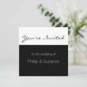 Classy Elegant Black and White Minimal Wedding Inv Kaart (Staand voorkant)