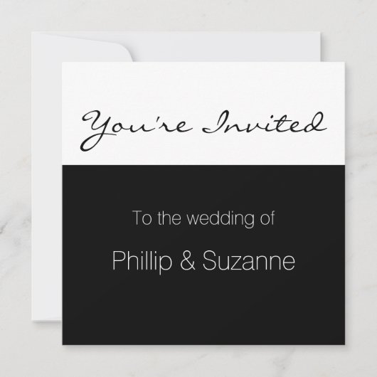 Classy Elegant Black and White Minimal Wedding Inv Kaart (Voorkant)