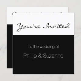 Classy Elegant Black and White Minimal Wedding Inv Kaart