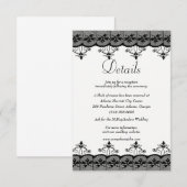 Classy Elegant Black Lace Wedding Details Informatiekaartje (Voorkant / Achterkant)