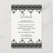 Classy Elegant Black Lace Wedding Details Informatiekaartje (Voorkant)