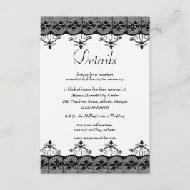 Classy Elegant Black Lace Wedding Details Informatiekaartje