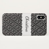 Classy Elegant Black White Damask Fancy Scroll Case-Mate iPhone Case (Achterkant (horizontaal))