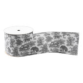 Classy Elegant Black White Horses Country Toile Grosgrain Lint (Spoel)