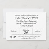 Classy Elegant Black/White Photo Birthday Invite Kaart (Achterkant)