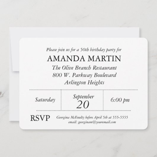 Classy Elegant Black/White Photo Birthday Invite Kaart (Achterkant)