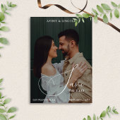 Classy Elegant Black & White Photo Script Wedding Save The Date