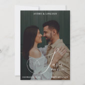 Classy Elegant Black & White Photo Script Wedding Save The Date (Voorkant)