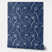 Classy Elegant Blauw & Swirls Zilver & Navy Blauw Behang (Afrollen)