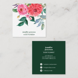 Classy Elegant bloom red peony Social Media Icons Vierkante Visitekaartje