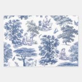 Classy Elegant Blue Country Toile Inpakpapier Vel (Voorkant 3)