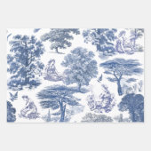 Classy Elegant Blue Country Toile Inpakpapier Vel (Voorkant 2)