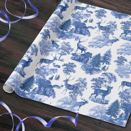 Classy Elegant Blue Deer in Woodland Cadeaupapier