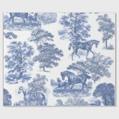 Classy Elegant  Blue Horses Country Toile Cadeaupapier (Vlak)