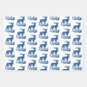 Classy Elegant  Blue Toile Deer in Woodland Inpakpapier Vel (Voorkant 3)