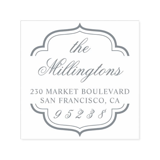 Classy Elegant Border Familienaam & Retouradres Zelfinktende Stempel (Design)