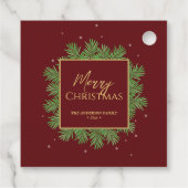 Classy Elegant Bourgogne & Goud Kerst Botanisch Bedankjes Labels (Achterkant)