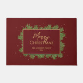 Classy Elegant Bourgogne & Goud Kerst Botanisch Deurmat (Voorkant)