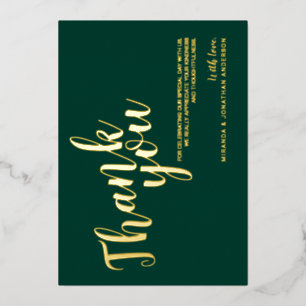 Classy Elegant Bruiloft Dank u Emerald en Goud Folie Uitnodiging