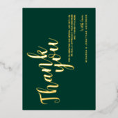 Classy Elegant Bruiloft Dank u Emerald en Goud Folie Uitnodiging (Voorkant)