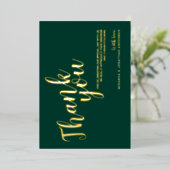 Classy Elegant Bruiloft Dank u Emerald en Goud Folie Uitnodiging (Staand Voorkant)