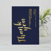 Classy Elegant Bruiloft Dank u Marine en Goud Folie Uitnodiging (Staand Voorkant)