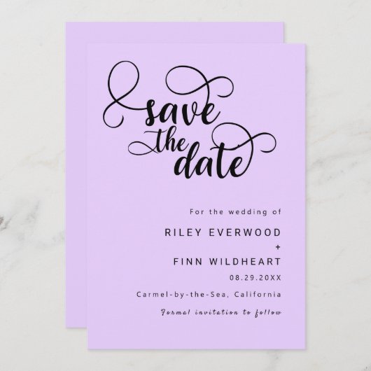 Classy Elegant bruiloft save the date Uitnodiging (Voorkant / Achterkant)