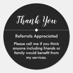 Classy Elegant Business Referral Bedankt Ronde Sticker