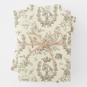 Classy Elegant Chic Beige Cream Equestrian Toile Inpakpapier Vel