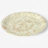 Classy Elegant Chic Beige Cream Equestrian Toile Papieren Bordje (Gekanteld)