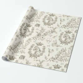 Classy Elegant Chic Beige Equestrian Toile Cadeaupapier