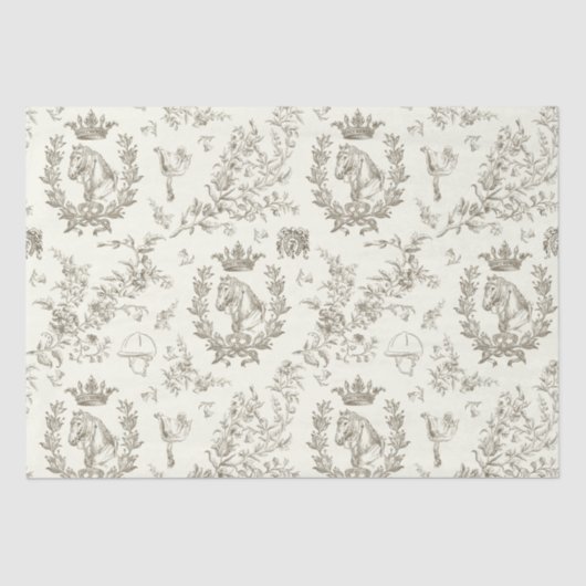 Classy Elegant Chic Beige Equestrian Toile Tissuepapier (Voorkant)