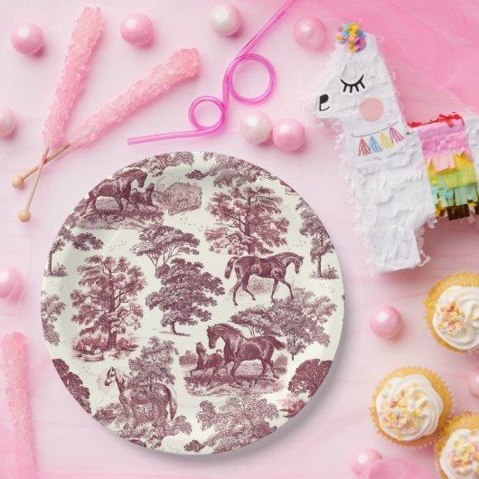 Classy Elegant Chic Bourgondische paarden Country Papieren Bordje (Feest)