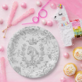 Classy Elegant Chic Grey White Equestrian Toile Papieren Bordje (Feest)