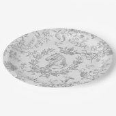 Classy Elegant Chic Grey White Equestrian Toile Papieren Bordje (Gekanteld)