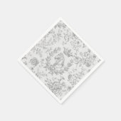 Classy Elegant Chic Grey White Equestrian Toile Servet (Hoek)