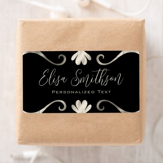 Classy Elegant Chic Luxury Feminine Black & Silver Etiket (Insitu)