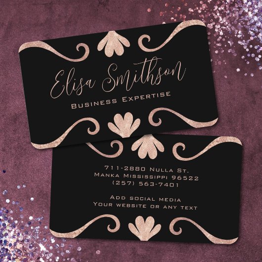 Classy Elegant Chic Luxury Feminine Pink en Black Visitekaartje