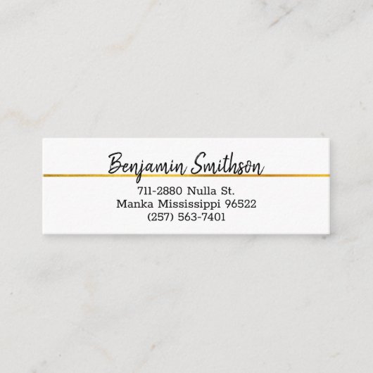 Classy Elegant Chic Modern Faux Gold Luxury Custom Mini Visitekaartje (Voorkant)