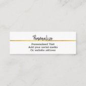 Classy Elegant Chic Modern Faux Gold Luxury Custom Mini Visitekaartje (Achterkant)
