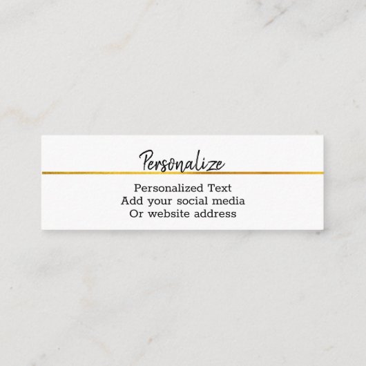 Classy Elegant Chic Modern Faux Gold Luxury Custom Mini Visitekaartje (Achterkant)