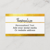 Classy Elegant Chic Modern Faux Gold Luxury Custom Visitekaartje (Achterkant)