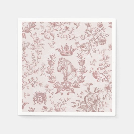 Classy Elegant Chic Plum Beige Equestrian Toile Servet (Voorkant)
