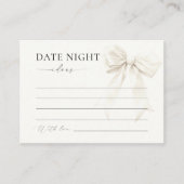 Classy Elegant Chic White Bow Date Night Ideeën Informatiekaartje (Voorkant)